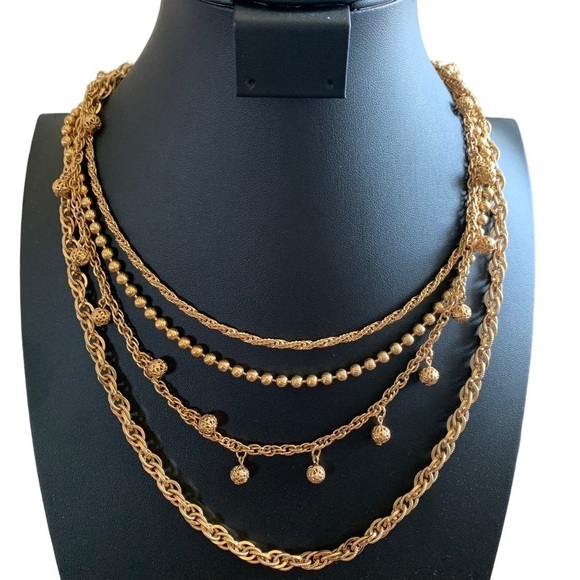 Napier Vintage Four Strand Goldtone Necklace - Picture 1 of 16